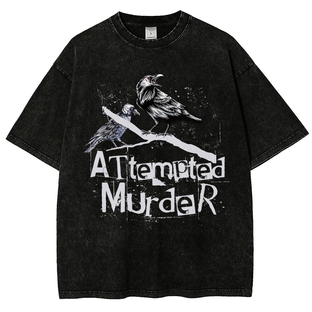 Attempted Murder Crows Vintage Distressed T-shirt