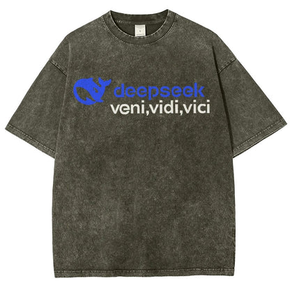 Deepseek R1 Graphic Vintage Distressed T-shirt