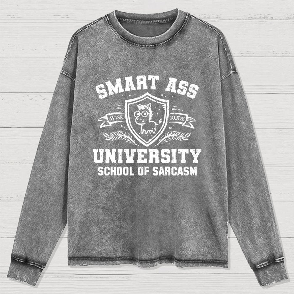 Smart Ass University Washed Long Sleeve Tee