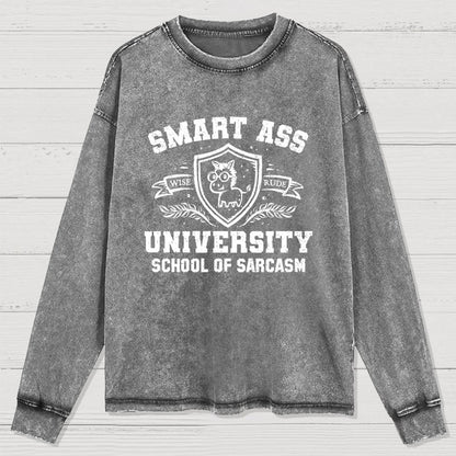 Smart Ass University Washed Long Sleeve Tee