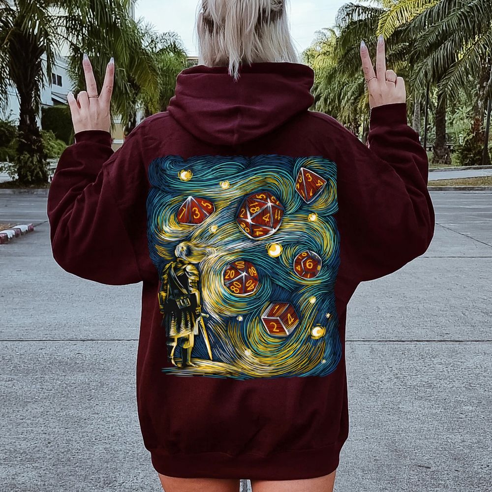 Starry Dice Printed Back Cotton Hoodie