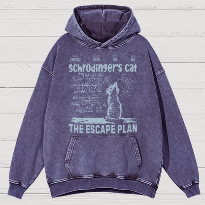 Schrodinger's Cat Escape Plan Interesting Physics Science Vintage Distressed Hoodie