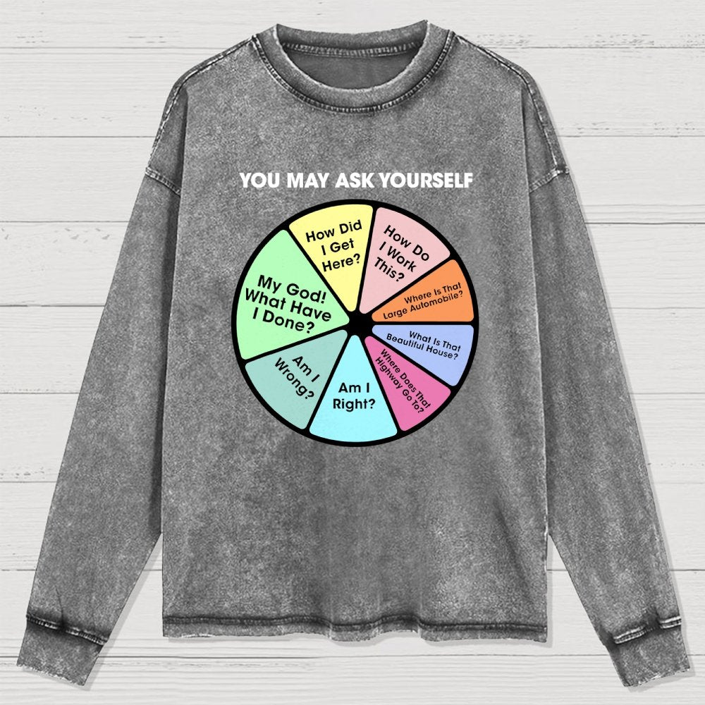 You May Ask Yourself Washed Long Sleeve Tee