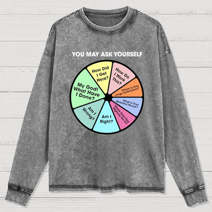 You May Ask Yourself Washed Long Sleeve Tee