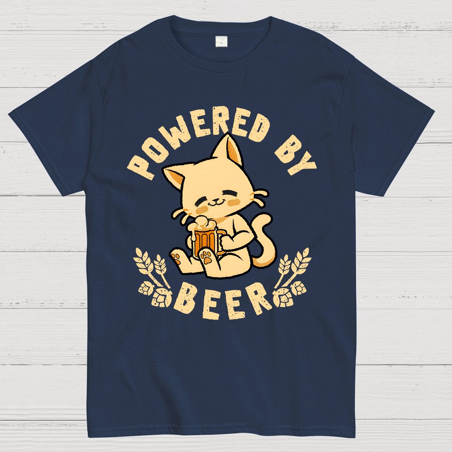 Powered By Beer Cat Geek T-Shirt