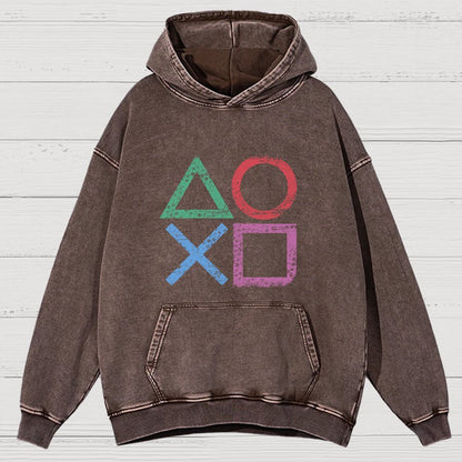 Gaming symbols Geeky Vintage Distressed Hoodie