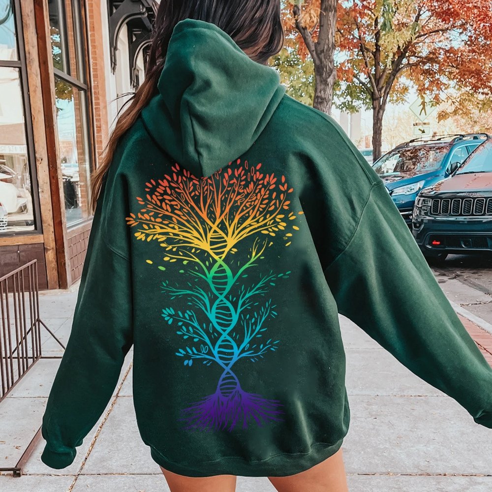 DNA Tree Of Life Science Printed Back Unisex Cotton Hoodie