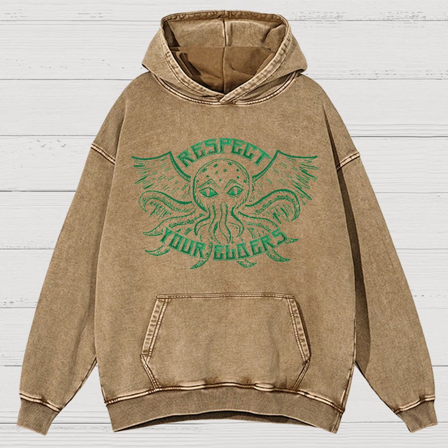 Respect Your Elder Gods Vintage Distressed Hoodie