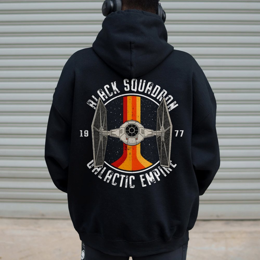 Vintage Squadron Printed Back Unisex Cotton Hoodie