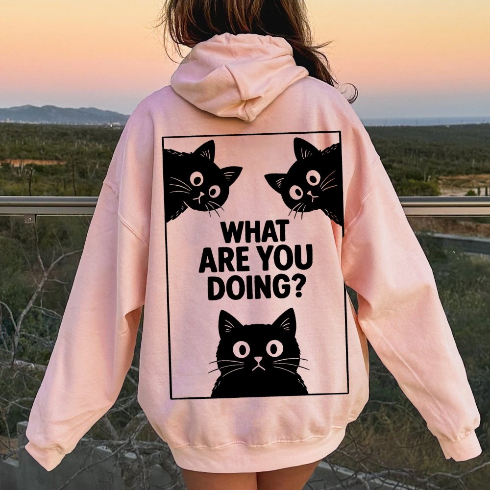 What Are You Doing Printed Back Unisex Cotton Hoodie