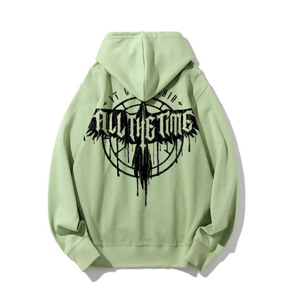It Can't Rain All The Time Nerd Printed Back Cotton Hoodie
