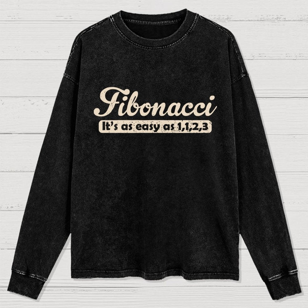Fibonacci Funny Math Washed Long Sleeve Tee