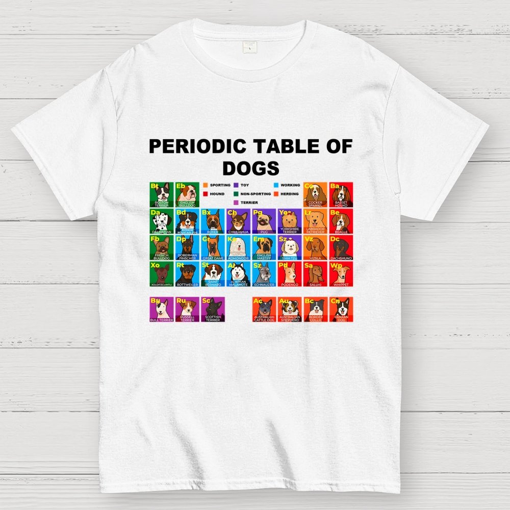 Periodic Table of Dogs, Dog Lover, Funny Science Geek T-Shirt