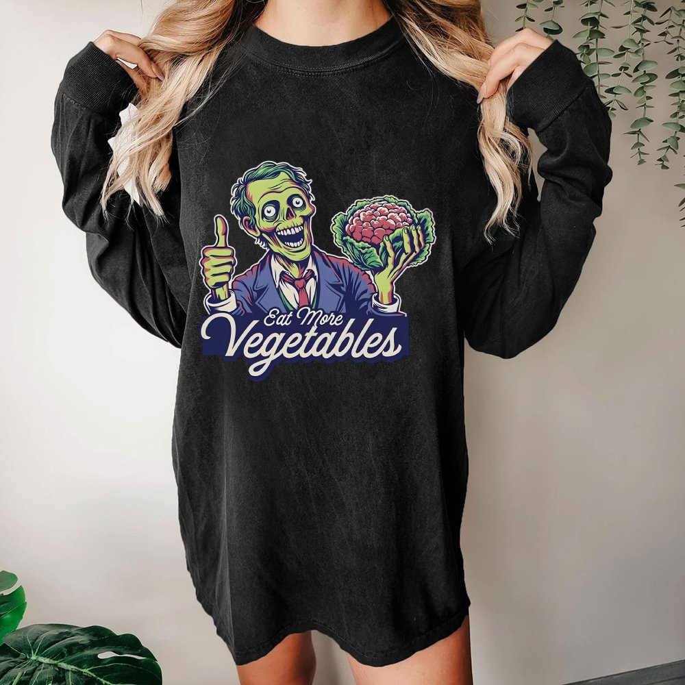 Eat More Vegetable Washed Long Sleeve Tee