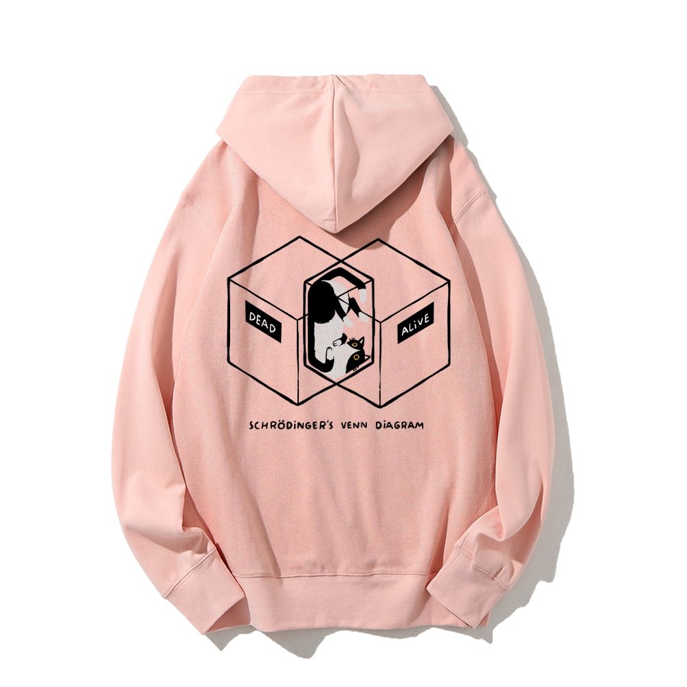Schrodingers Venn Diagram Printed Back Unisex Cotton Hoodie