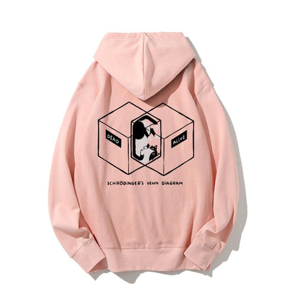 Schrodingers Venn Diagram Printed Back Unisex Cotton Hoodie
