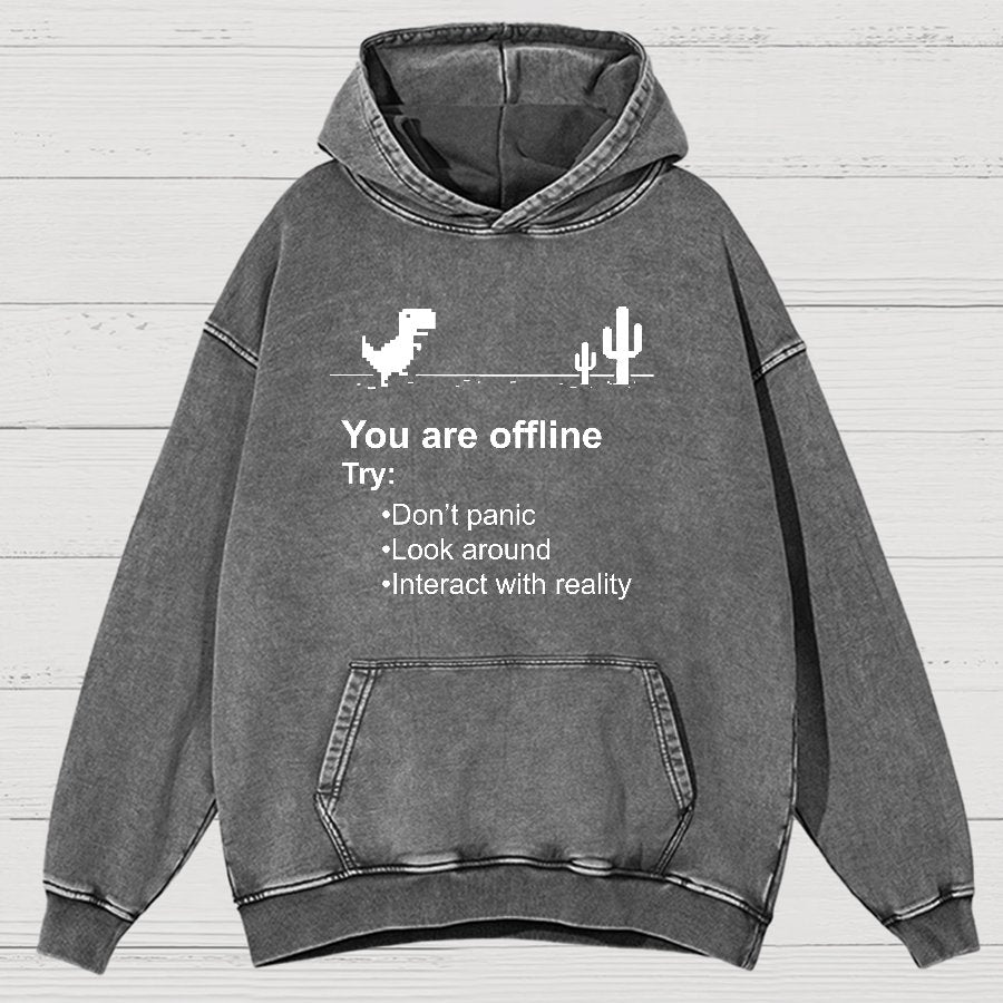 Funny Offline No Internet Vintage Distressed Hoodie