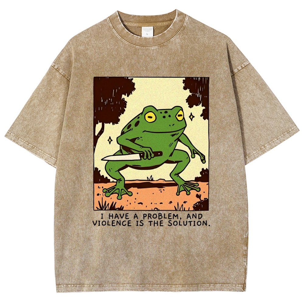 Frog Violence Vintage Distressed T-shirt