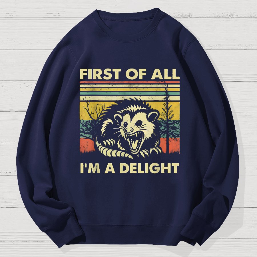 First Of All I'm A Delight Sarcastic Geek Cotton Sweatshirt