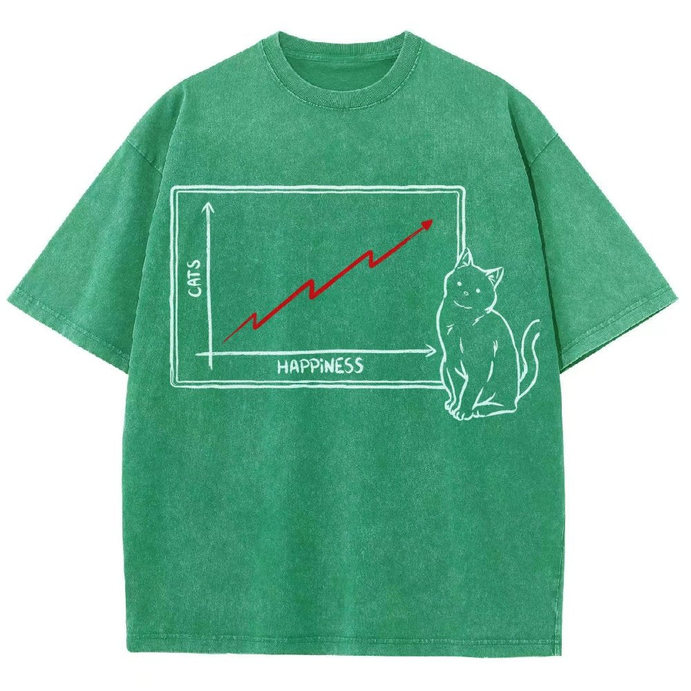 Happiness and Cats Graph Vintage Distressed T-shirt