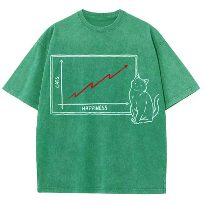 Happiness and Cats Graph Vintage Distressed T-shirt