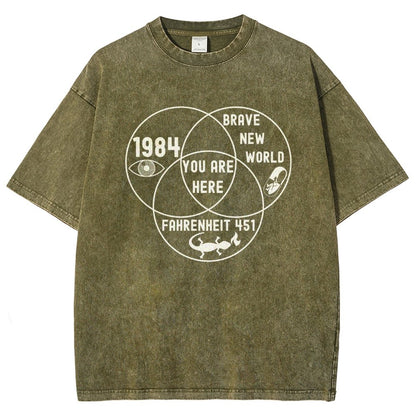 Funny Dystopian Venn Diagram Vintage Distressed T-shirt