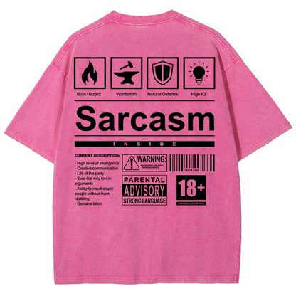 Sarcasm Label Washed T-Shirt