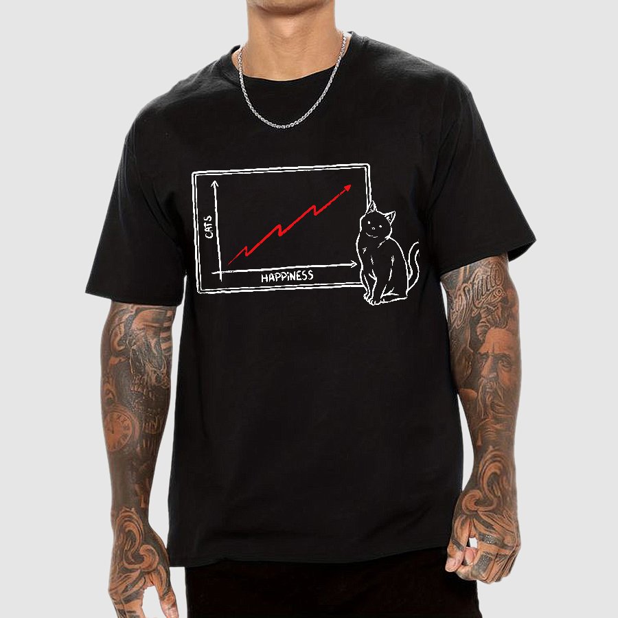 Happiness and Cats Graph Geek T-Shirt