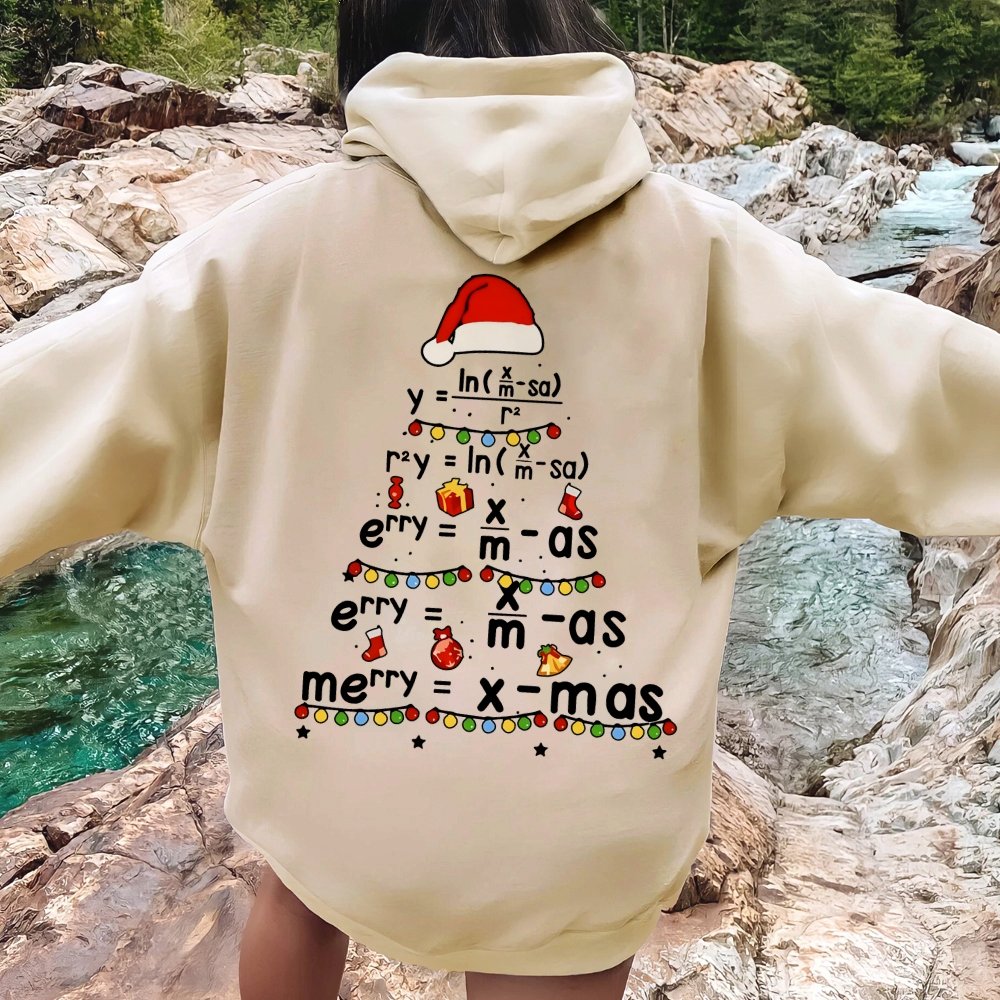 Christmas Math Printed Back Unisex Cotton Hoodie