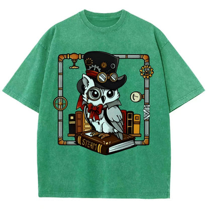 Steampunk Owl Vintage Distressed T-shirt