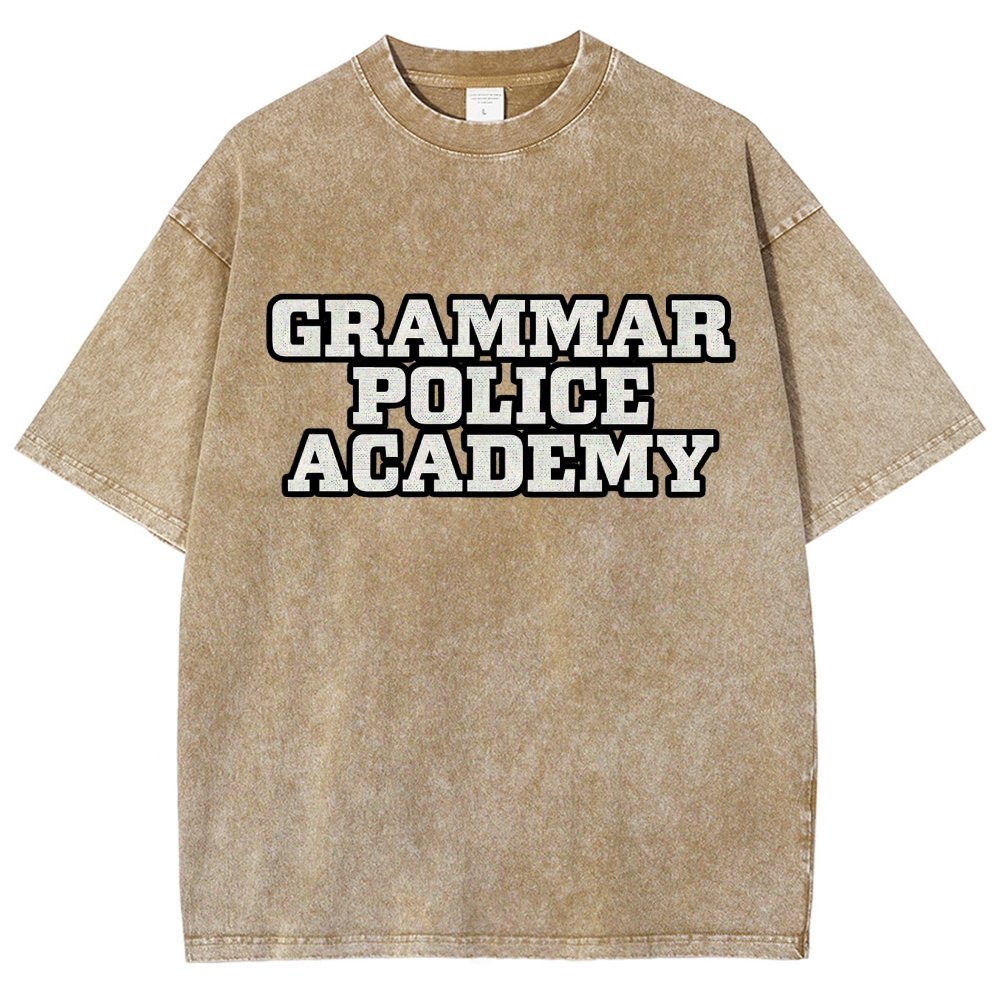 Grammar Police Academy Vintage Distressed T-shirt