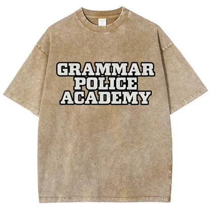 Grammar Police Academy Vintage Distressed T-shirt