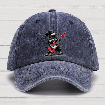 Dachshund Weenie Playing Guitar Cotton Hat