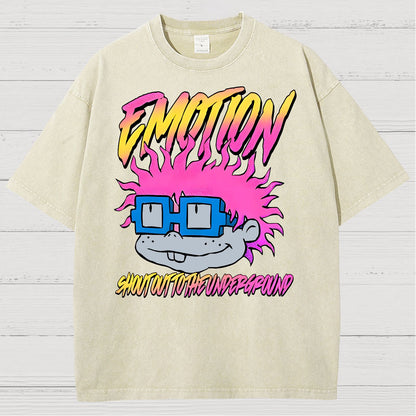 Cartoon Monster Graphic Print Vintage Distressed T-shirt