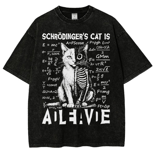 Schrödinger's Cat Dead And Alive Vintage Distressed T-shirt