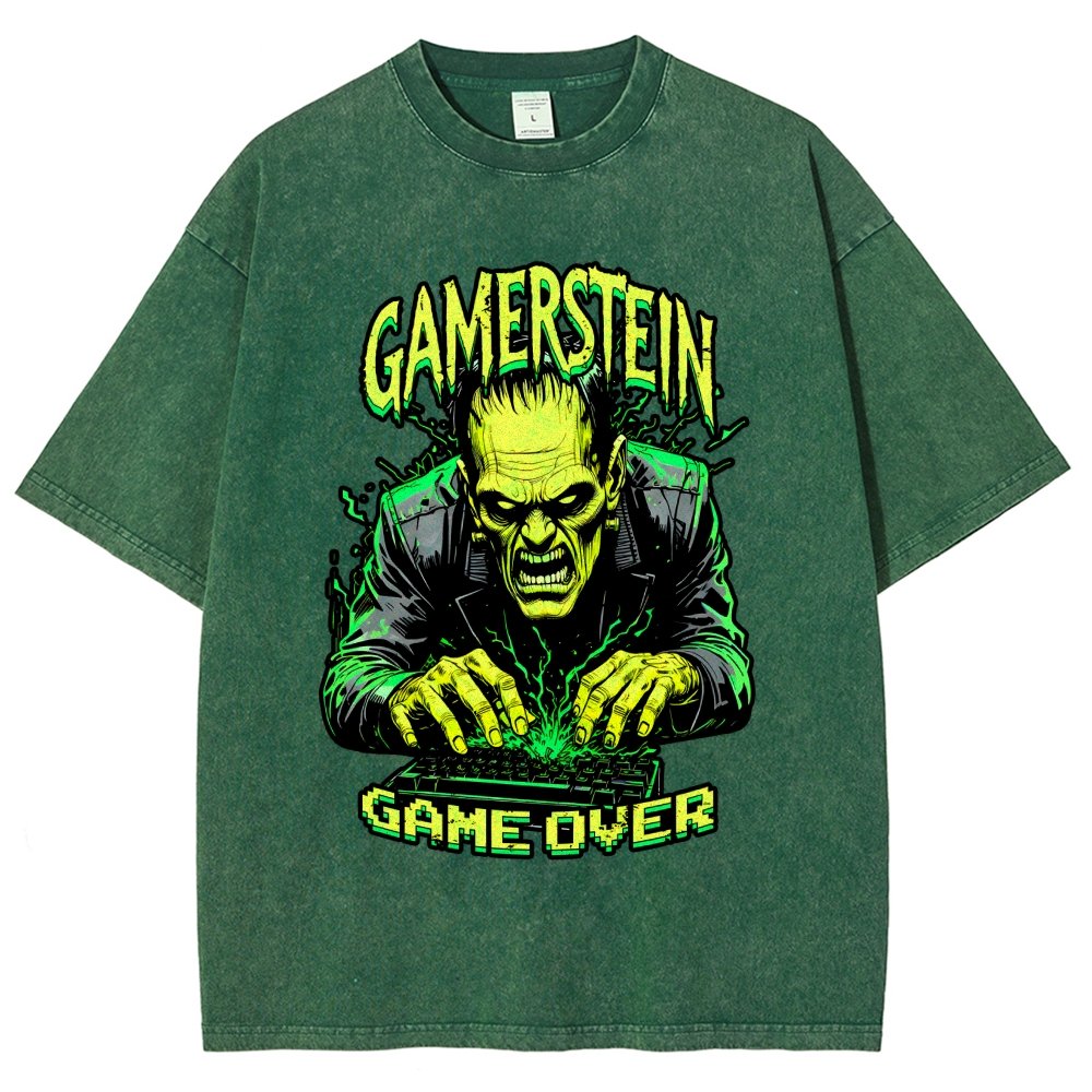 Gamerstein Game Over Funny Halloween Vintage Distressed T-shirt