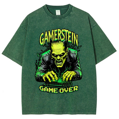 Gamerstein Game Over Funny Halloween Vintage Distressed T-shirt