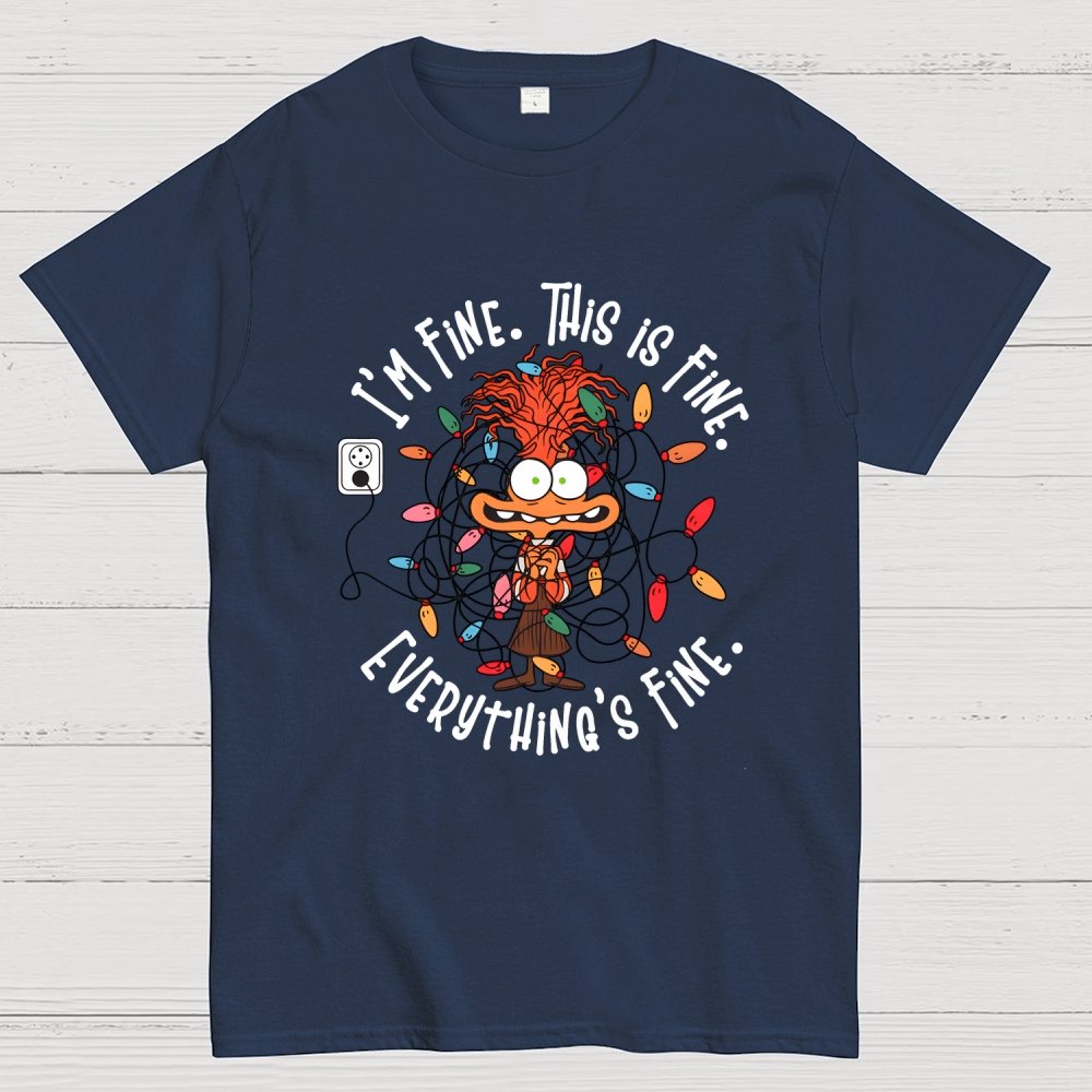 It's Fine This Is Fine Everything Is Fine Christmas Light Geek T-Shirt