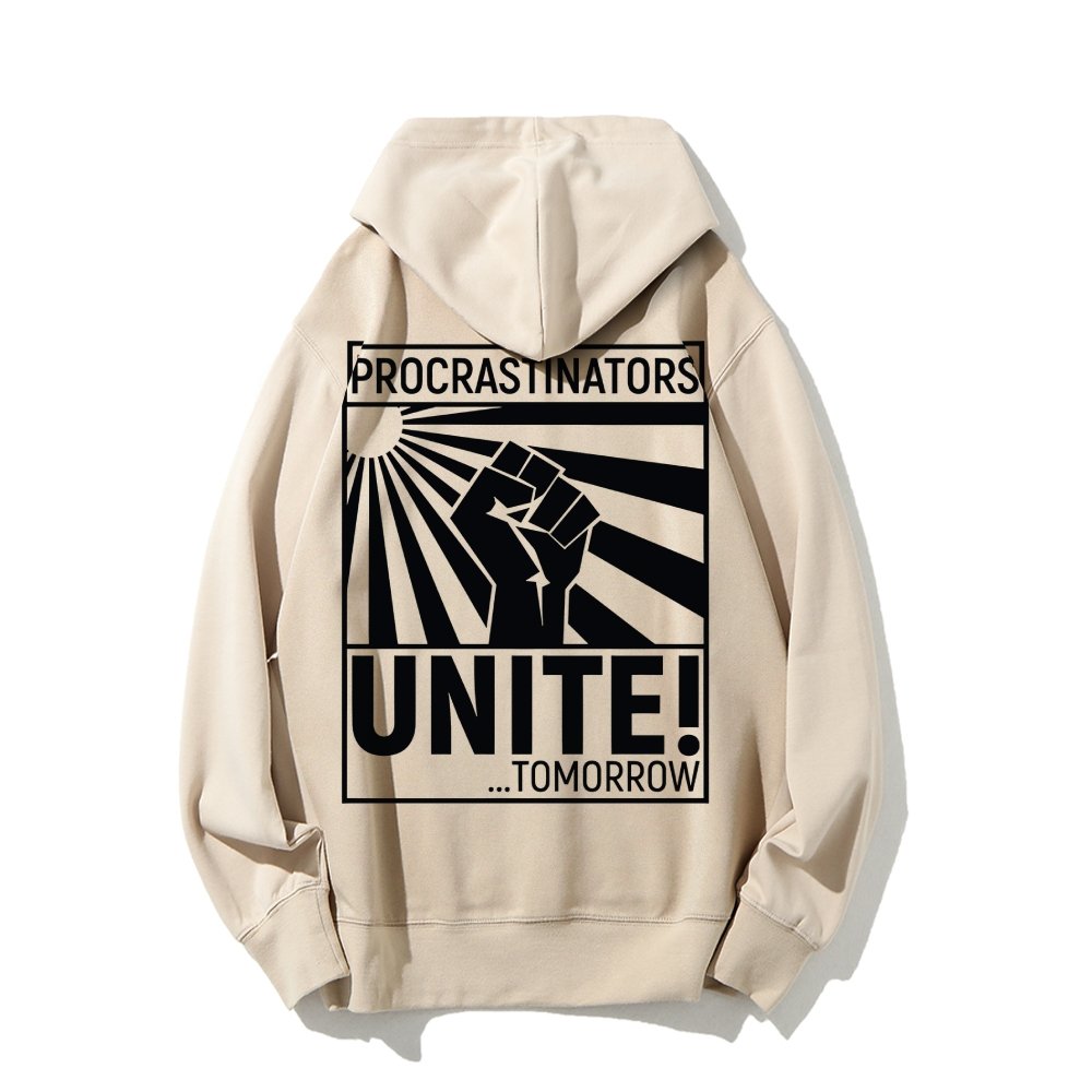 Procrastinators Unite! Printed Back Unisex Cotton Hoodie