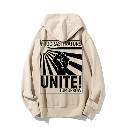 Procrastinators Unite! Printed Back Unisex Cotton Hoodie