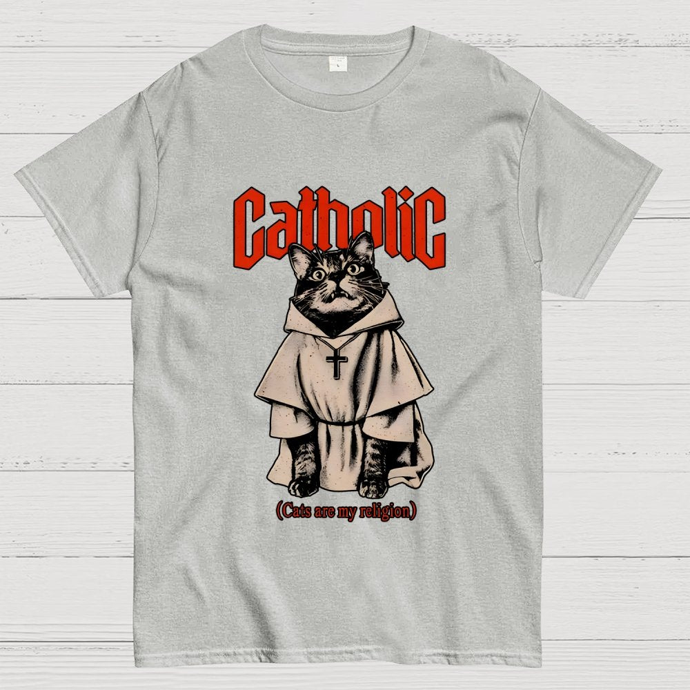 Catholic (Cats Are My Religion) Geek T-Shirt