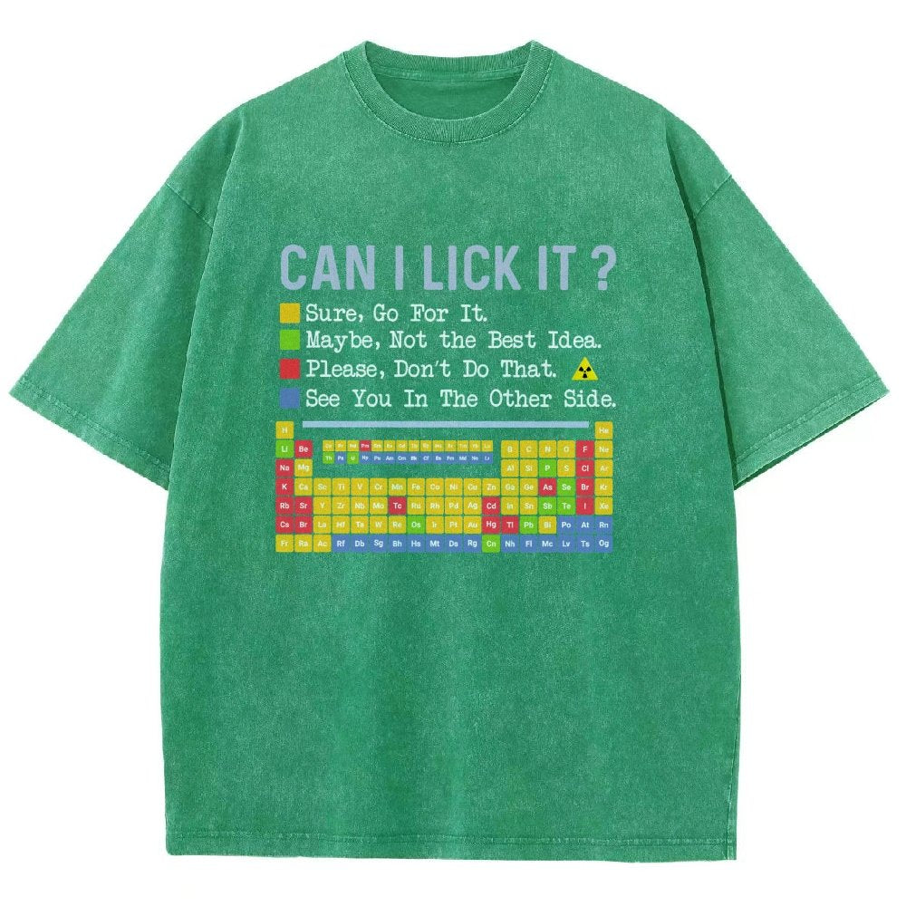Can I Lick It Question Mark Periodic Table Of Elements Science Vintage Distressed T-shirt
