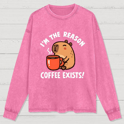 The Reason Coffee Exists Washed Long Sleeve Tee