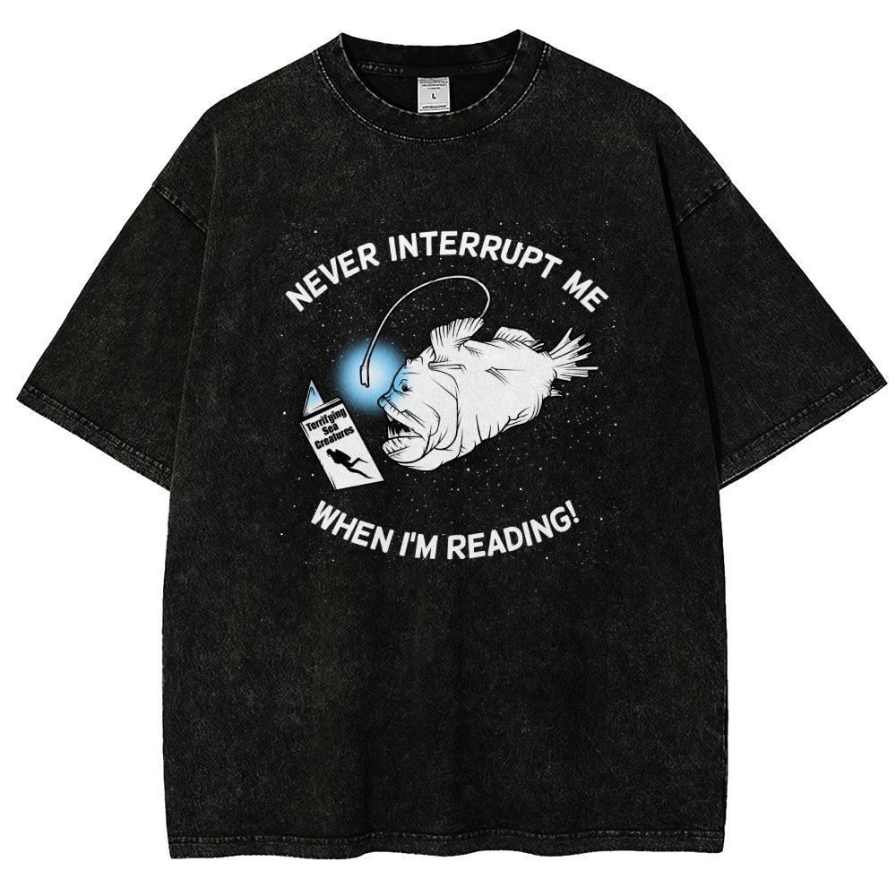 Angler Fish Reading Vintage Distressed T-shirt