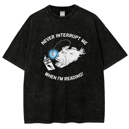 Angler Fish Reading Vintage Distressed T-shirt