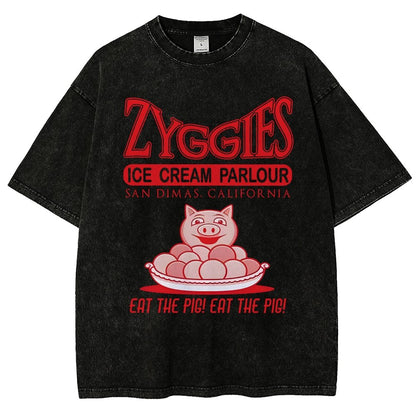 Eat the Pig at Sunny Ice Cream Parlour Ringer Vintage Distressed T-shirt