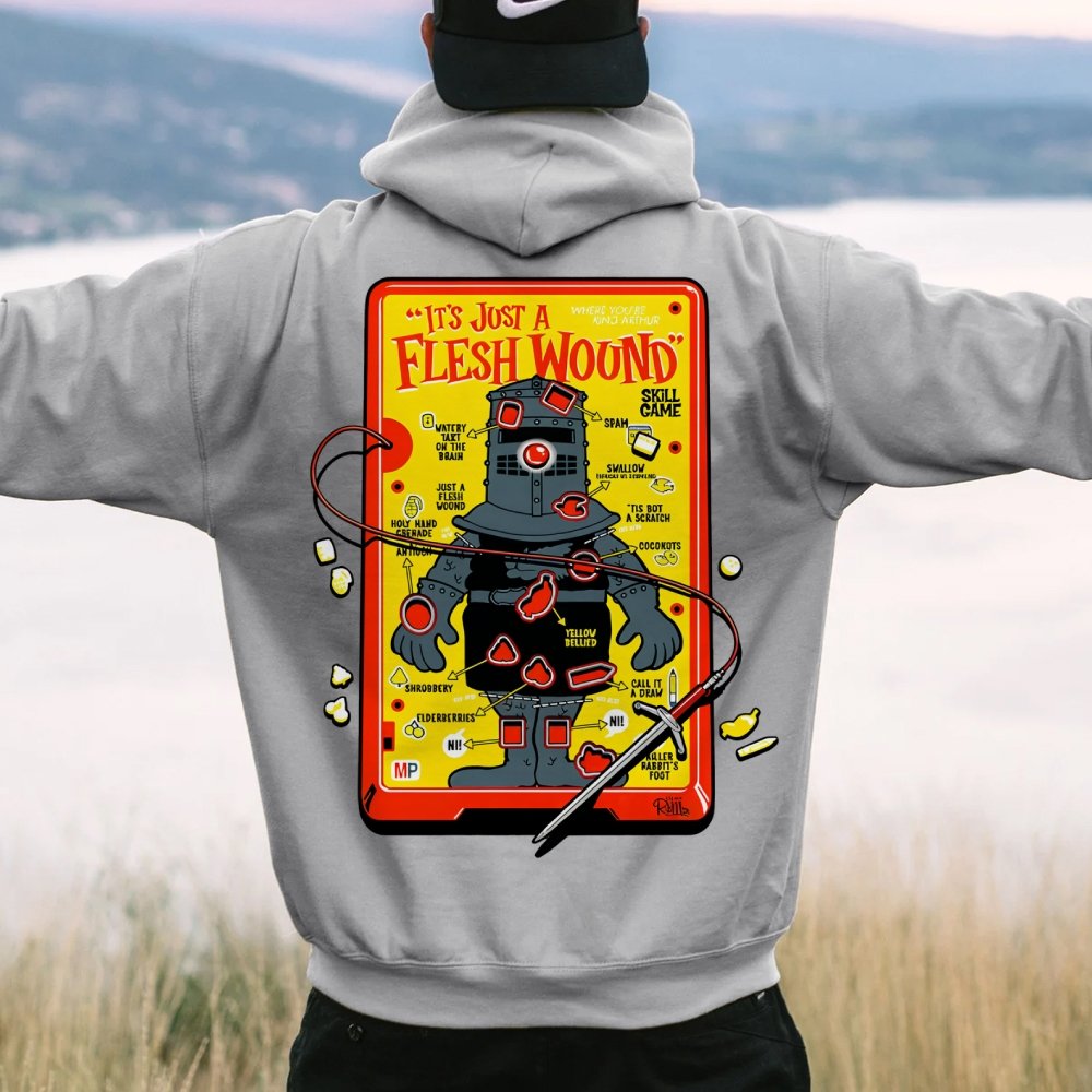 Flesh Wound Skill Game Nerdy Printed Back Cotton Hoodie