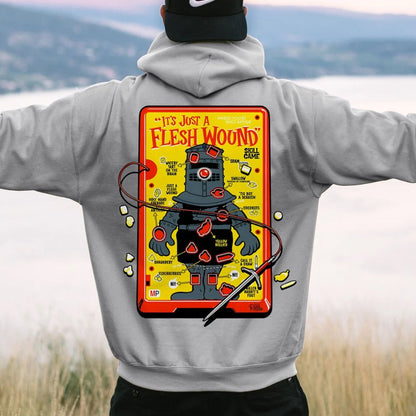 Flesh Wound Skill Game Nerdy Printed Back Cotton Hoodie
