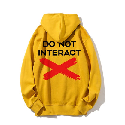 Do Not Interact Printed Back Unisex Cotton Hoodie