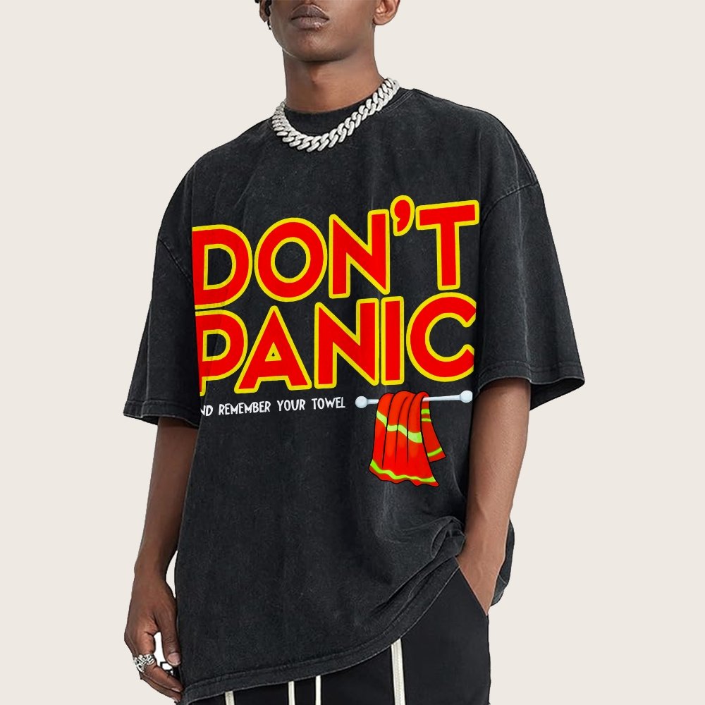 Don't Panic With Towel Vintage Distressed T-shirt